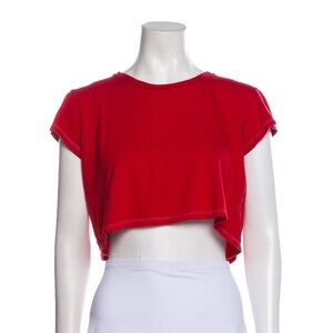 Reformation Red T Shirt Boxy Crop Top
